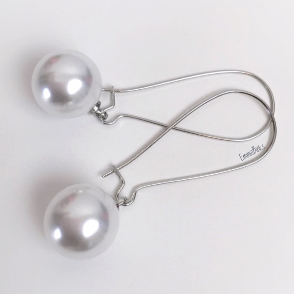 New Threader Style Pearl Drop Dangle Earrings - Kidney Wire Dangle - Picture 15 of 16